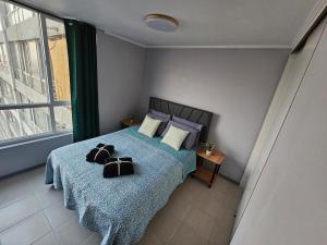 Postel nebo postele na pokoji v ubytování Apartment steps from the Alameda Terminal, Escuela PDI, Estación de Trenes and USACH, Facturable