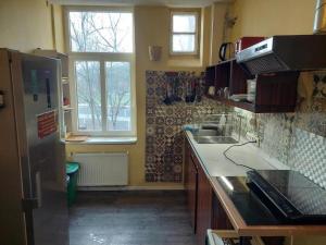 a kitchen with a sink and a counter top at Bella Veselova in Ljubljana +34 photos