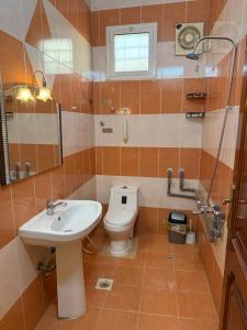 a bathroom with a sink and a toilet at قصر الضيافه in Al Madinah +4 photos