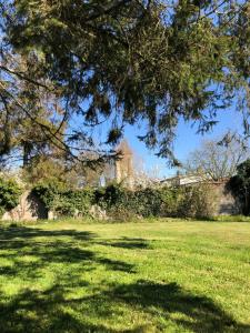 a tree in a field with a bridge in the background at Villa Marie SAPHIR in Verton