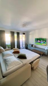 Ένα ή περισσότερα κρεβάτια σε δωμάτιο στο Apartament Ovy Residence Râșnov