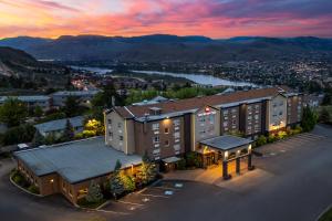 an aerial view of a hotel with a building at Best Western Plus Kamloops Hotel in Kamloops