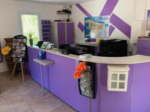 een paars en wit aanrecht in een winkel bij Mobil-home avec Terrasse - 2 Chambres - API-1-52-552 in Saint-Maime