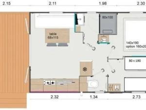 a floor plan of a house at Mobil-home avec Terrasse à Guégon - API-1-52-689 in Guégon
