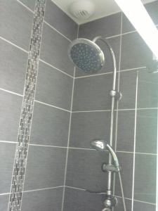 モントリシャールにあるLes Chambres du Faubourgのバスルーム(シャワー、シャワーヘッド付)が備わります。