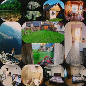 een collage van foto's van een huis en een huis bij Let in Brod Moravice