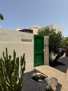 コスタ・テギセにあるVilla LiLoのサボテンのある建物の横にある緑色のドア