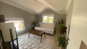 a living room with a couch and a table at Peribacası Manzaralı Modern Daire 2 in Urgup
