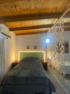 a bedroom with a large bed and a wooden ceiling at Monoambiente en posadas 2 in Posadas