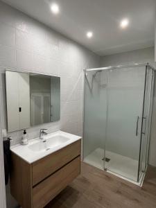 a bathroom with a sink and a shower at Loft Puerto Real in Puerto Real