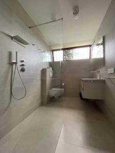un bagno con doccia, WC e lavandino di Villa la Grona a Menaggio Altre 23 foto