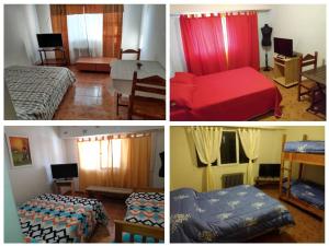 four pictures of a room with two beds and a bedroom at Habitación Matrimonial Privada in San Carlos de Bariloche