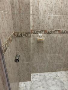 a shower with a glass door in a bathroom at El Aljibe in Resistencia +13 photos