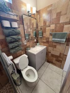 un bagno con un water e un lavandino di The Casita a San Luis Río Colorado