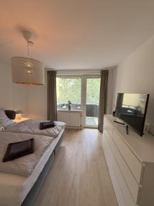TV a/nebo společenská místnost v ubytování 2 Zimmer, zentral, ruhig, Balkon, hochwertig eingerichtet