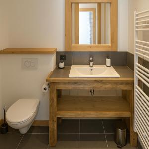 un baño con lavabo e inodoro en Appartement des Crêtets, en Megève