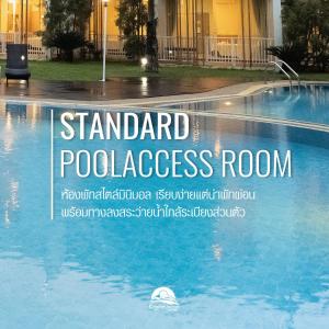 a swimming pool with a sign that reads standard poolless room at Erachon Raft Resort in Ban Tha Thong Mon +17 photos