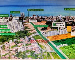 una mappa di una città con edifici e segnali stradali di Aconchego a Maceió
