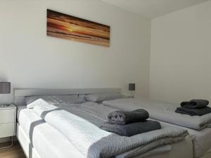 Ένα ή περισσότερα κρεβάτια σε δωμάτιο στο Sunny Suite mit Balkon - Küche - Bad