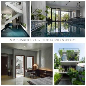un collage de fotos de una casa con piscina en ZENVIRA POOL VILLA - Beach & Garden Retreat, en Nha Trang