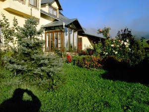 ein Schatten einer Person, die ein Bild von einem Haus macht in der Unterkunft Pension Anastasia in Gura Humorului
