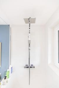 a shower in a bathroom with a shower head at La Gergovia #Parking#Terrasse in Romagnat +43 photos