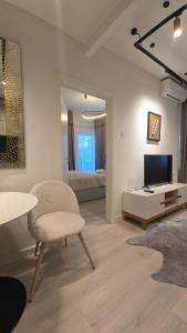 Μια τηλεόραση ή/και κέντρο ψυχαγωγίας στο Amelie - Ultracentral Cozy 1BR Apartment in the heart of Bucharest