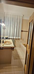 a bathroom with a sink and a bath tub at Residenza Ariete Vista Paganella in Terlago +17 photos