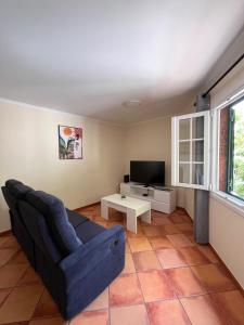 a living room with a couch and a tv at Machico Village Apartment in Machico