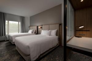 Una habitación de hotel con dos camas y una ventana. en SpringHill Suites by Marriott Houston Brookhollow, en Houston 26 fotos más