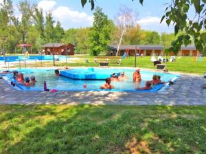a group of people in a swimming pool at Móló Pension in Trstice