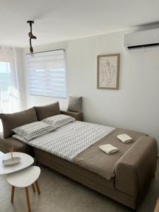 a bedroom with a bed and a couch and a table at A&A apartments in Kotor