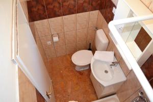a small bathroom with a toilet and a sink at Apartment Vlado in Sukošan +69 photos