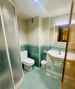 a bathroom with a toilet and a sink at Piso ideal para las vacaciones in Miramar