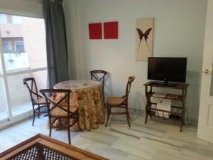 Televízia a/alebo spoločenská miestnosť v ubytovaní Apartamento Buhaira