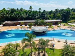 an aerial view of a resort with a large swimming pool at Gran Lençóis Flat Residence in Barreirinhas