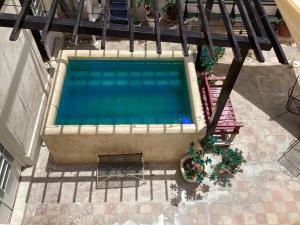an overhead view of a swimming pool with plants at Casa Peregrina 613 in Mérida