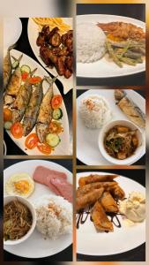 a collage of pictures of different types of food at Villa Ebarle Diving Resort in Mabini