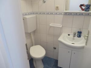 a small bathroom with a toilet and a sink at Apartment Frano in Drače