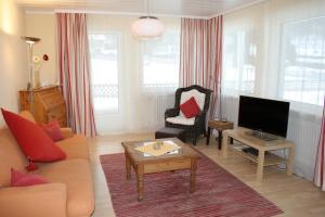 a living room with a couch and a tv at Seewiese 01 Seeblick mit Hochschwarzwald-Card in Titisee-Neustadt