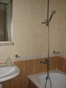 a bathroom with a shower and a sink and a tub at Two-Bedroom Apartment Donika in Tsarevo