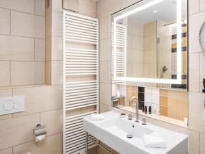 圣彼得奥尔丁AALERNHÜS Residences in St Peter-Ording的浴室里有洗手池和镜子