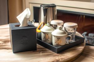 a black box with teaiments on a table at TTI Hotel in Ulaanbaatar in Ulaanbaatar