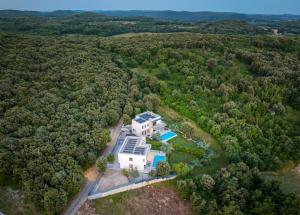 una vista aerea di una casa nel bosco di Villa Sara a Vrsar