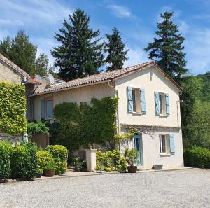 a house with ivy growing on the side of it at Boutiquezimmer Duchesse in Mirepoix