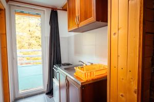 a small kitchen with a sink and a window at STD Stara Vodenica in Crni Vrh +19 photos