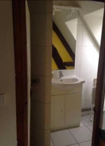 a bathroom with a sink and a mirror at Cœur de Loire in Nevers +23 photos