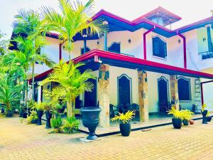 ディックウェラにあるNew Ridmi Villa Hiriketiyaの前にヤシの木がある家