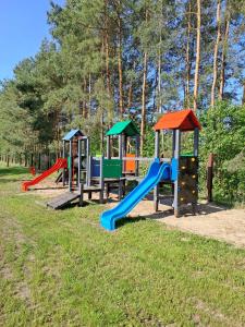 a group of playground equipment in a park at Dębowa Dolina in Skuszew