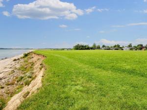 Årøsund8 person holiday home in Haderslev-By Traum的水边的一片绿草地